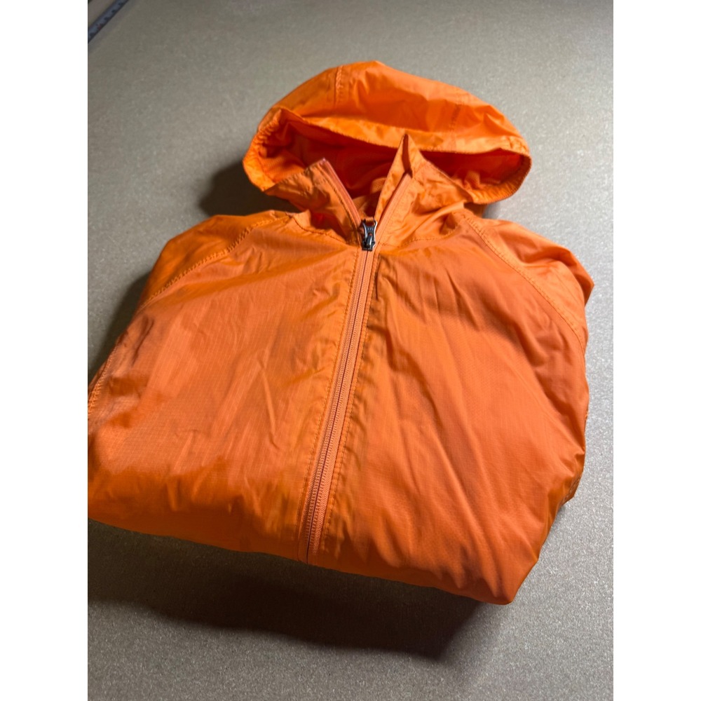LL Bean Womens Small Orange Hooded Windbreaker Jacket Ripstop Mesh Lined 284384